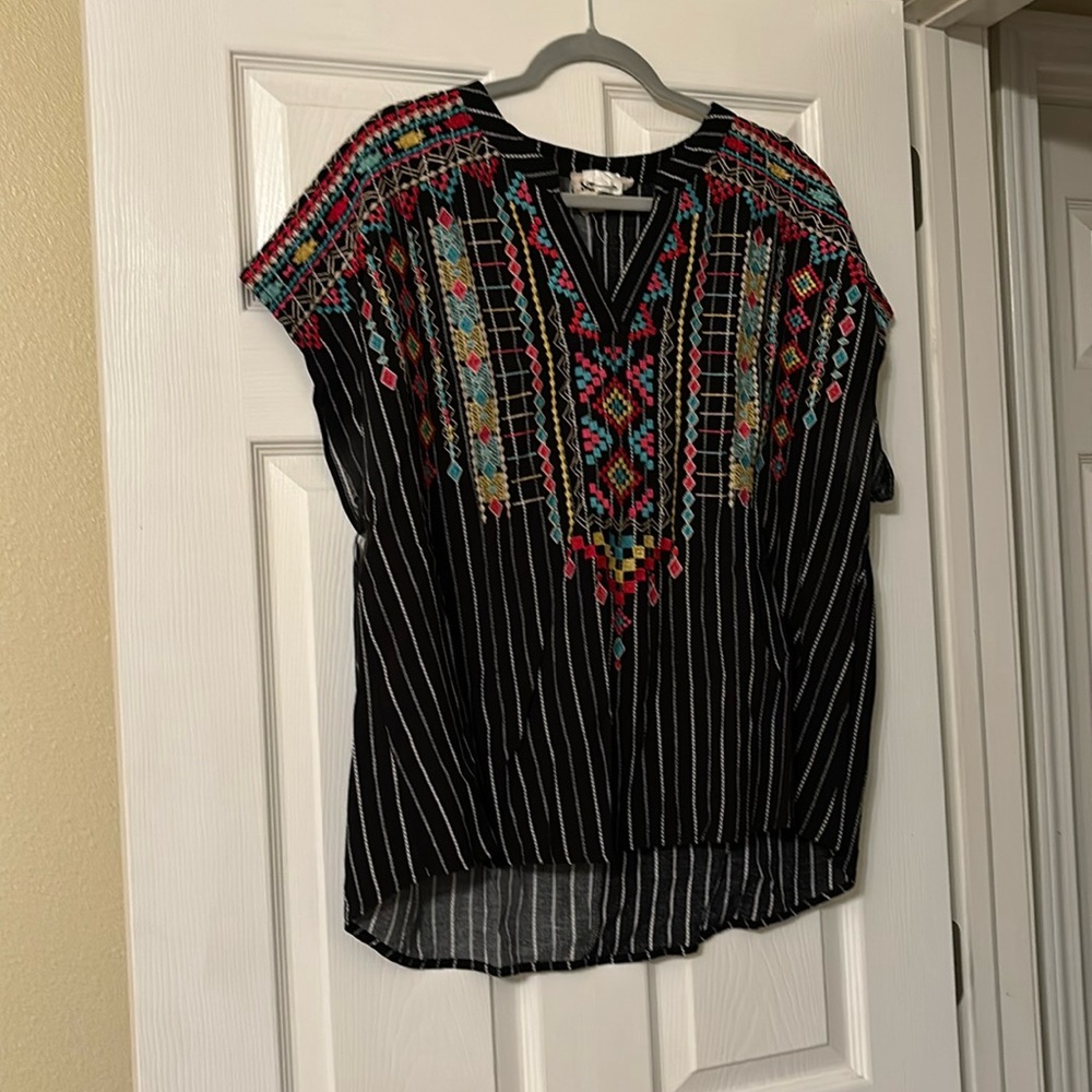 Savanna Jane Black Embroidered Shirt